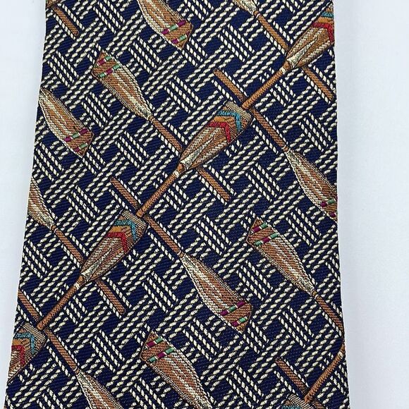 Boat oar 100% silk Audrey Buckner necktie - Picture 2 of 5